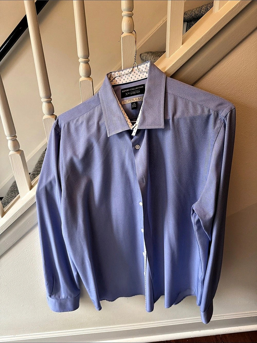 Report Collection X4 Performance Stretch Slim Fit Dress Shirt Blue Large